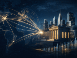 Global capital flowing toward U.S. financial markets across a stylised world map