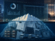 Editorial illustration of a corporate balance sheet above layers of lease contracts, credit lines, buildings and vehicles representing hidden financial obligations