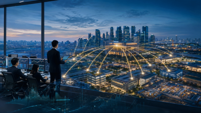 Institutional investors overlooking Singapore’s financial district as capital flows spread across a broad range of listed companies.