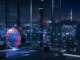 A semiconductor wafer overlooking Seoul’s financial district with reflected red and blue market charts, representing Korea’s AI-led stock rally and volatility.